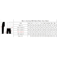 Size chart for cycling pants（Men）
