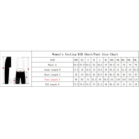 Size chart for cycling pants（Women）