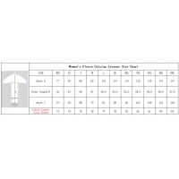 Size chart for cycling jerseys with fleece(Women)